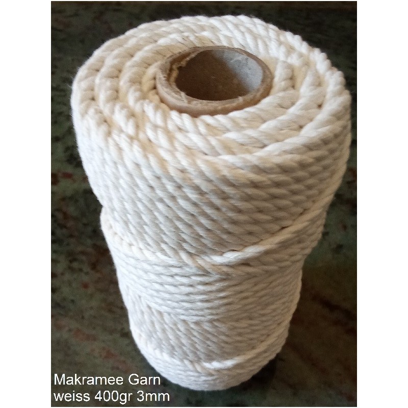 Makramee Garn weiss 400gr 3mm