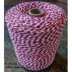Bindfaden 2farbig weiss-rot 1kg