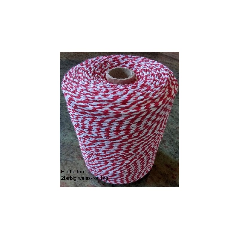 Bindfaden 2farbig weiss-rot 1kg
