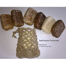 Seifenbeutel Fischernetz Leinen 12 x 10cm